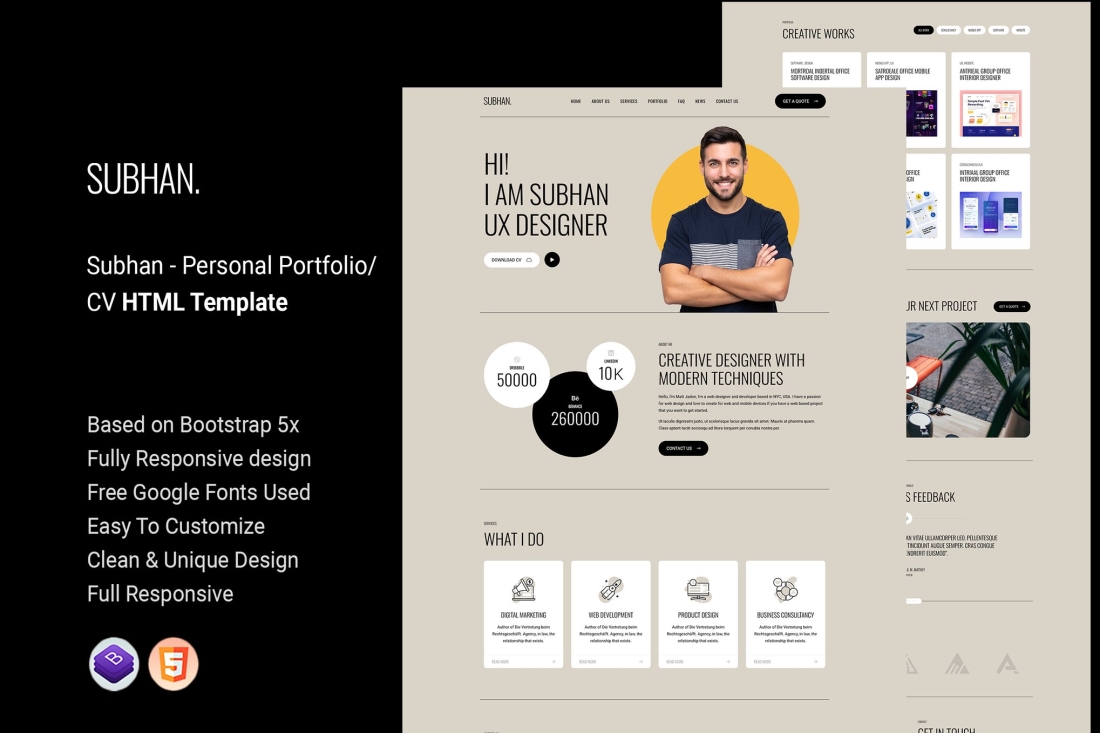 Subhan - Personal Portfolio/CV HTML Template