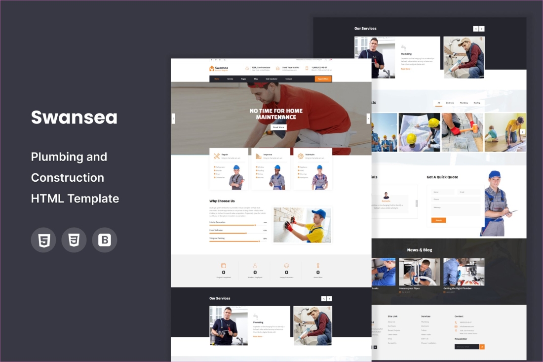 Swansea - Plumbing and Construction HTML Template
