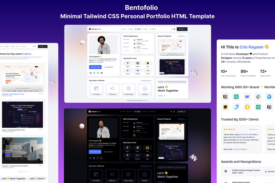 Tailwind CSS Personal Portfolio HTML Template