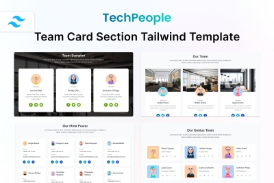 TechPeople - Team Card Tailwind & HTML Template