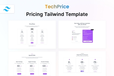 Techprice - Tailwind Pricing Table HTML Template