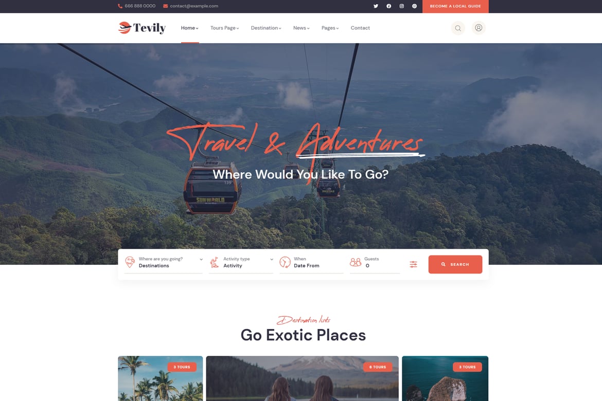Tevily – Travel & Tour Booking WordPress Theme 1.3.4