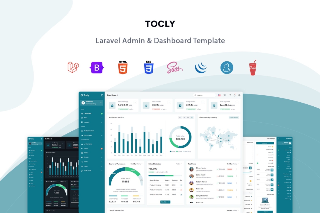 Tocly - Laravel Admin & Dashboard Template