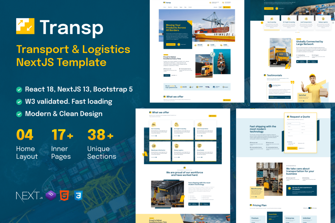 Transp - Transport Courier & Logistics NextJS