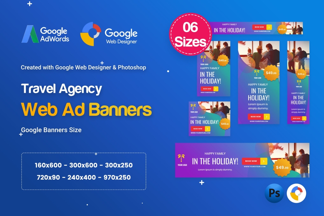 Travel Agency Banners Ad D57 - GWD & PSD