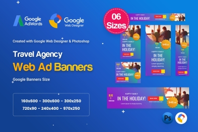 Travel Agency Banners Ad D57 - GWD & PSD
