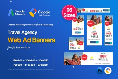 Travel Agency Banners HTML5 D56 Ad - GWD & PSD
