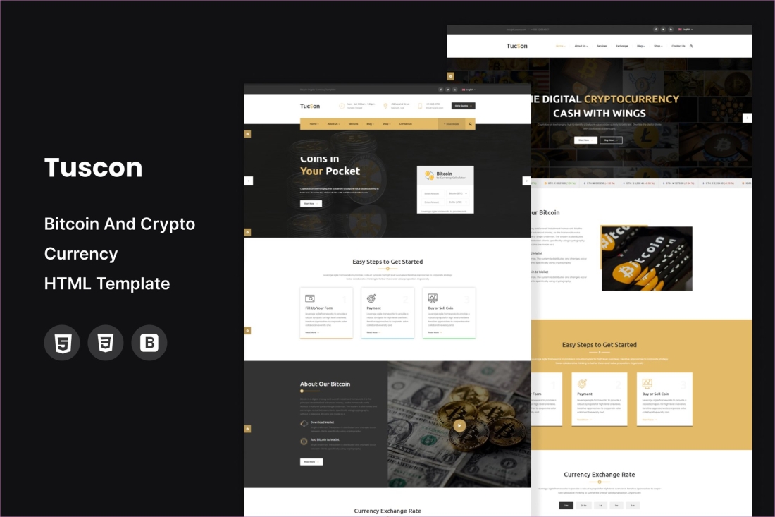 Tuscon - Bitcoin And Crypto Currency HTML Template