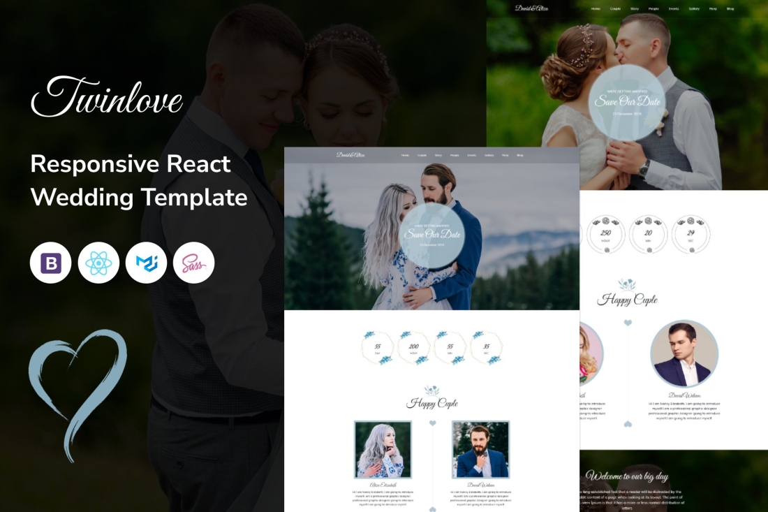 Twain Love - Responsive React Wedding Template