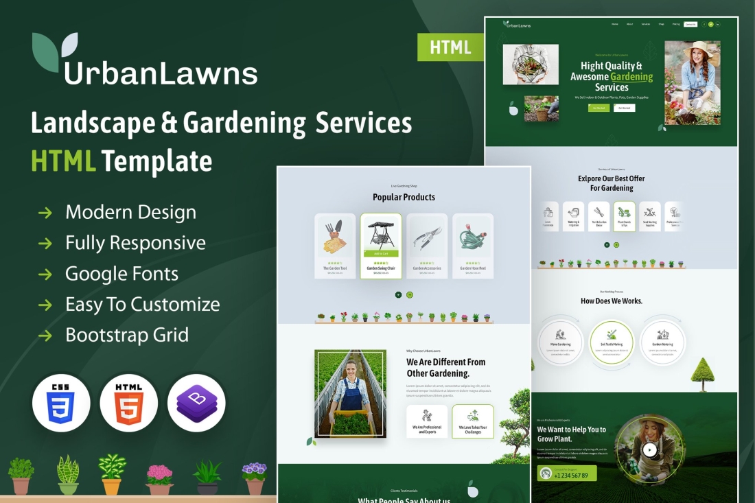Urban Lawns | Gardening HTML Template
