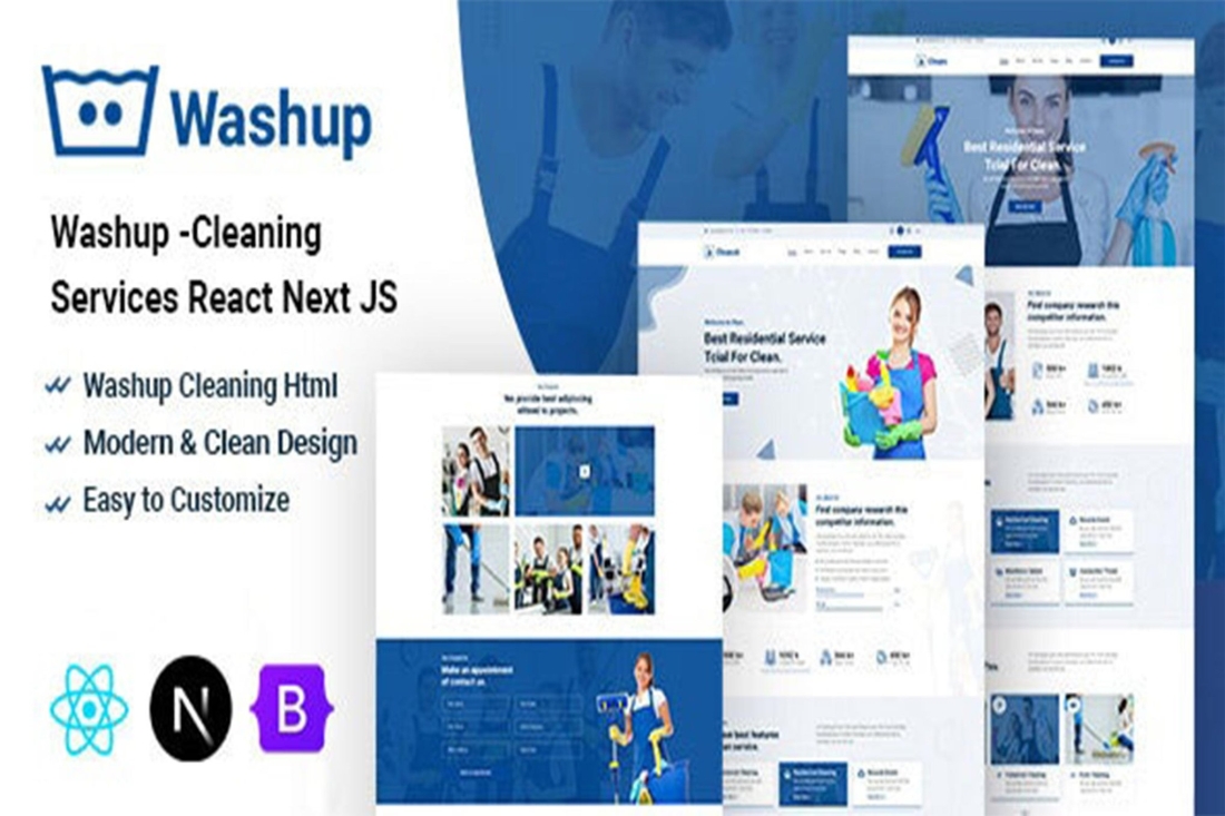 Washup - Cleaning Services React Next JS Template