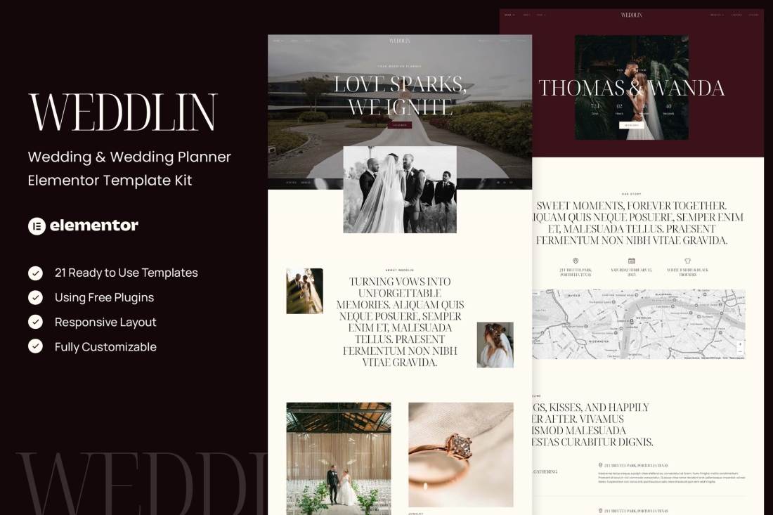 Weddlin - Wedding & Wedding Planner Elementor Template Kit