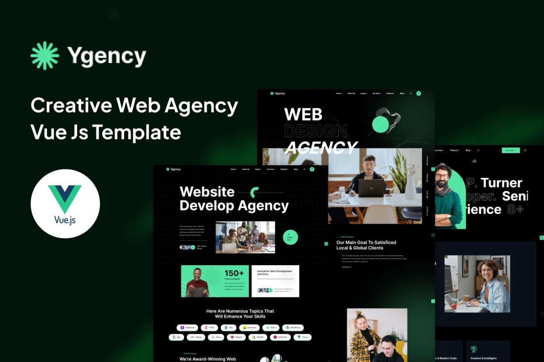 Ygency - Web Design Agency Vue Nuxt Template