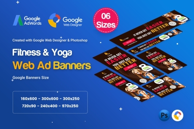 Yoga & Fitness Banners Ad D35 - GWD & PSD