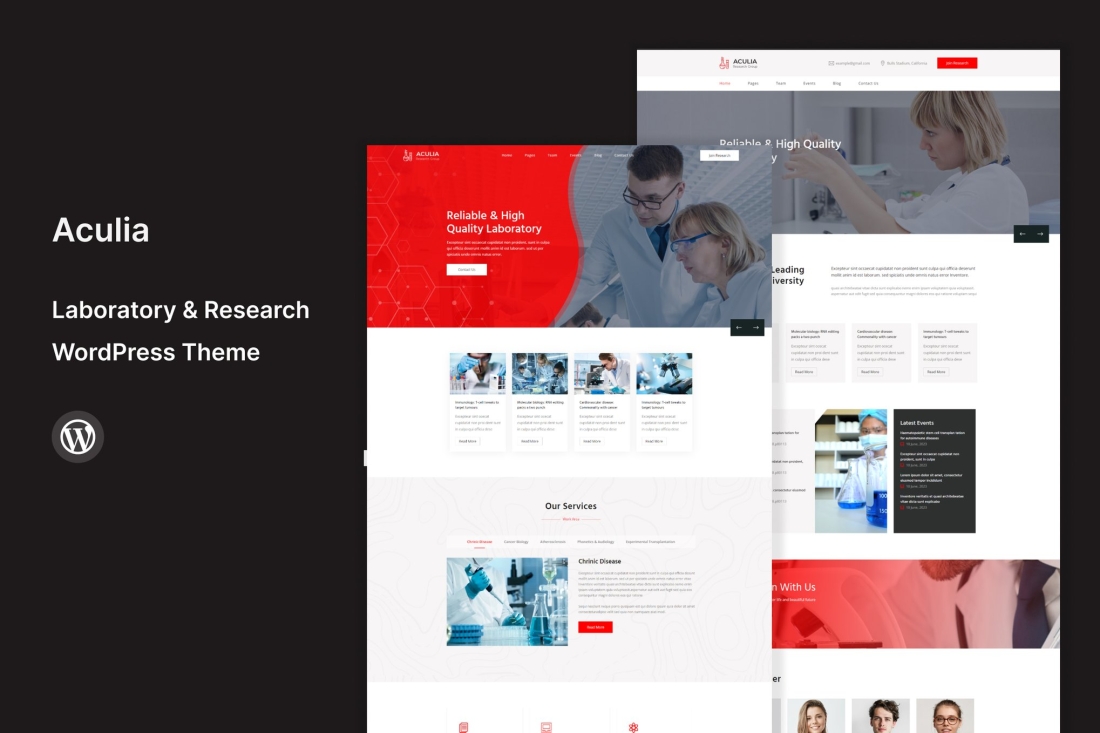 Aculia | Laboratory & Research WordPress Theme 2.0