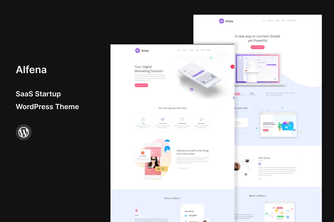 Alfena - SaaS Startup WordPress Theme 2.6