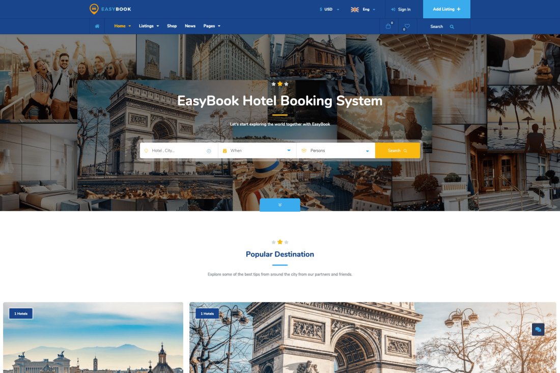 EasyBook – Hotel & Tour Booking WordPress Theme 1.4.2
