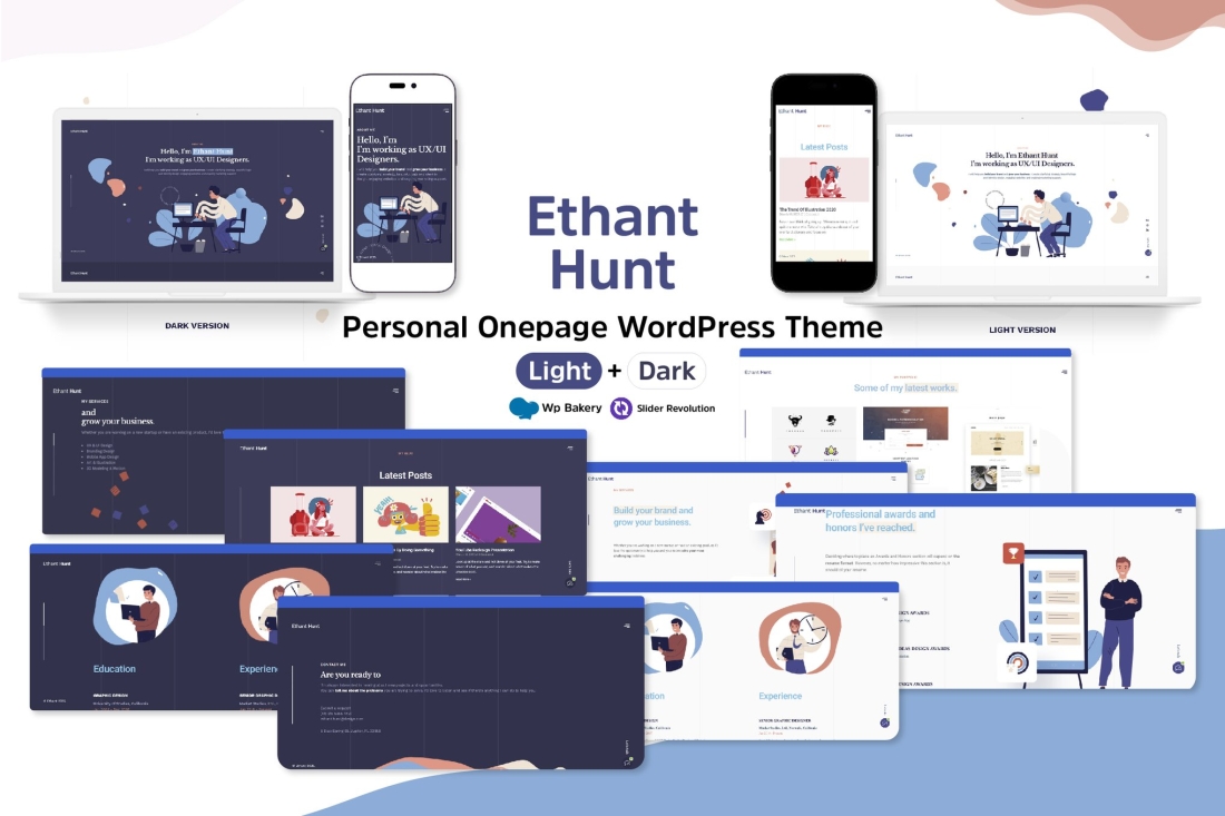 Ethant Hunt - Personal Onepage WordPress Theme 1.0.1