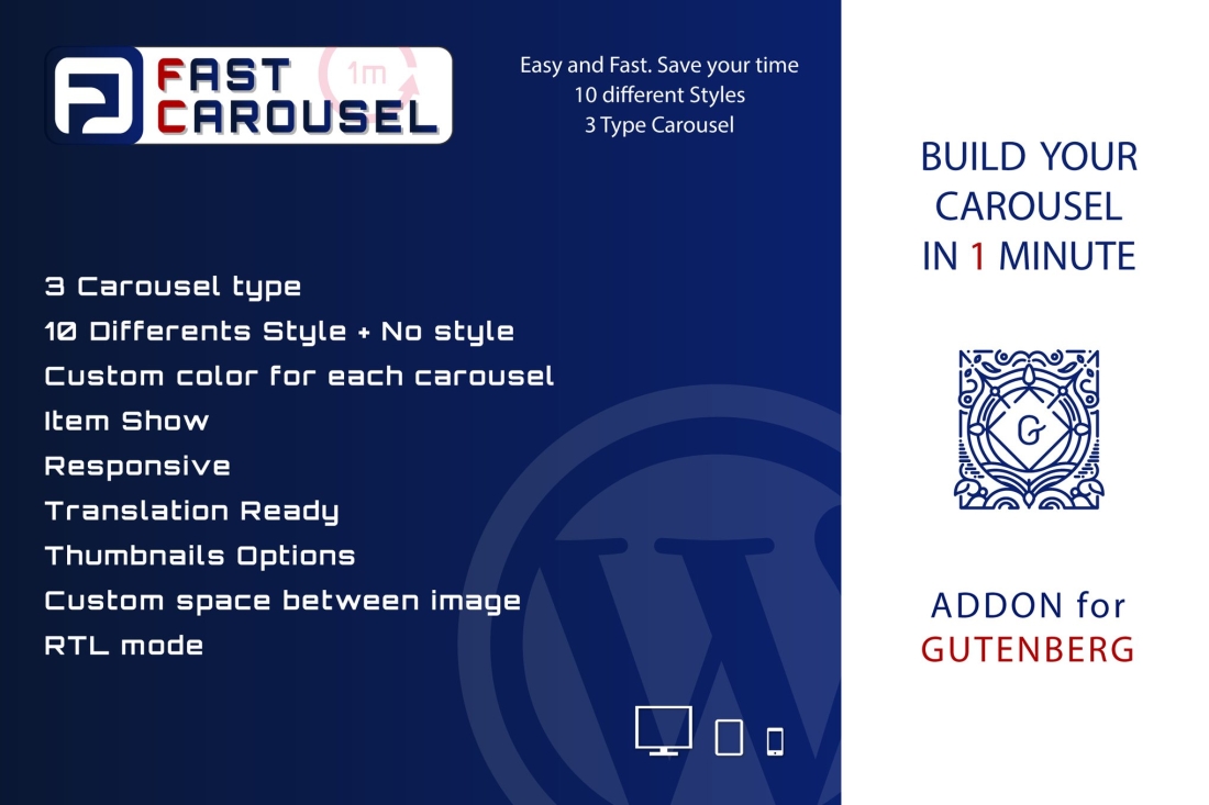 Fast Carousel for Gutenberg - WordPress Plugin 1.0