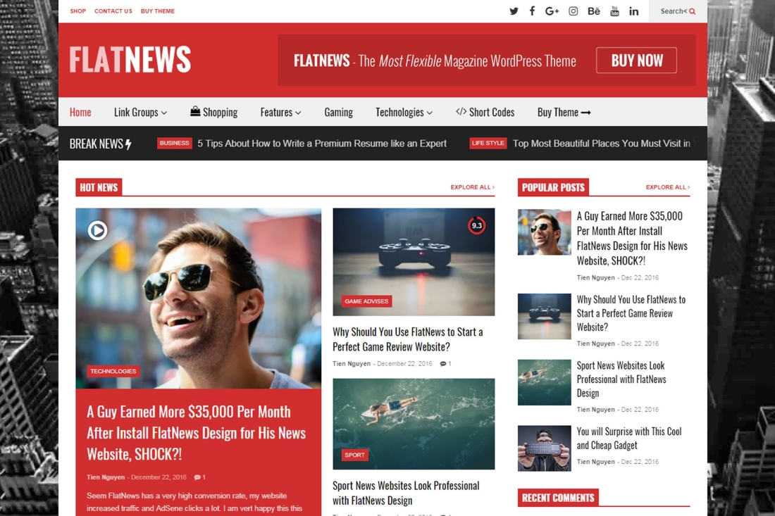FlatNews – Responsive Magazine WordPress Theme 5.8