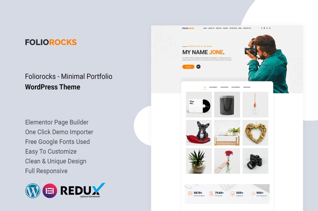 Foliorocks - Minimal Portfolio WordPress Theme 1.0.0