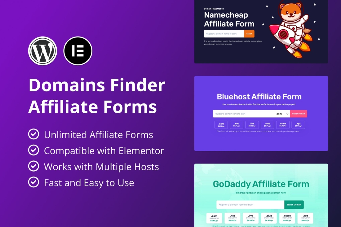 Hosting Domains Finder (Affiliate Forms) 1.0.0