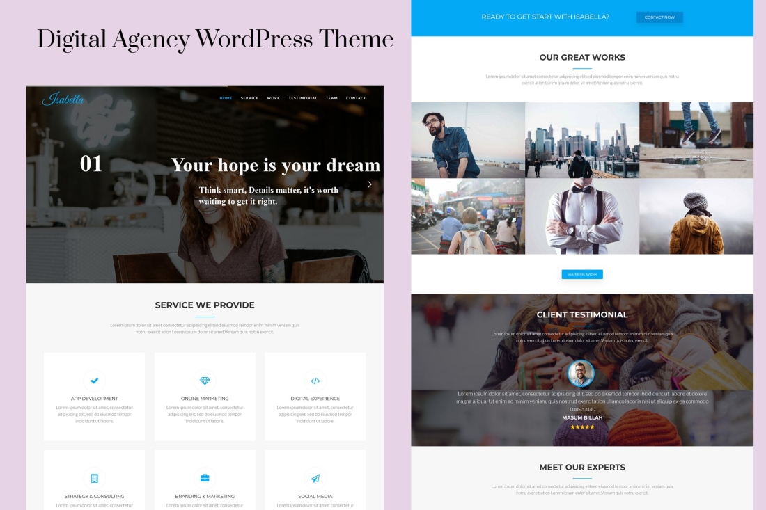 Isabella - Digital Agency One Page WordPress Theme 1.8