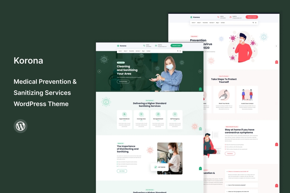 Korona - Medical & Sanitizing Services WP Theme 1.4