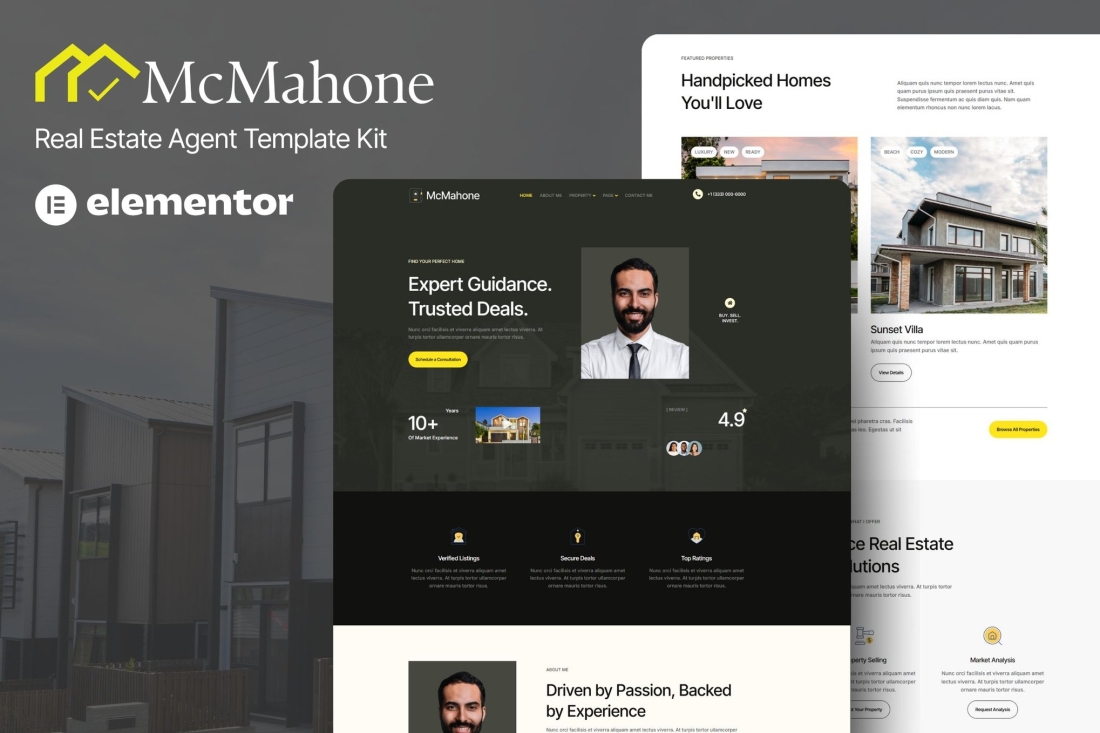 McMahone - Real Estate Agent Elementor Template Kit