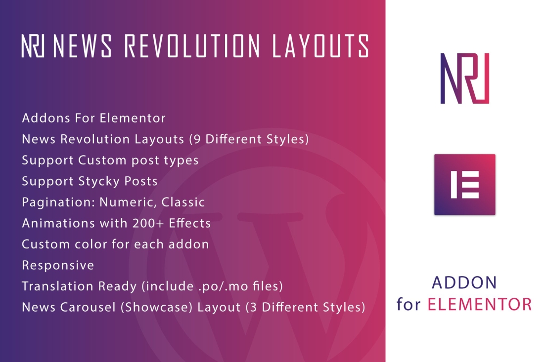 News Revolution Layouts for Elementor Plugin 1.0