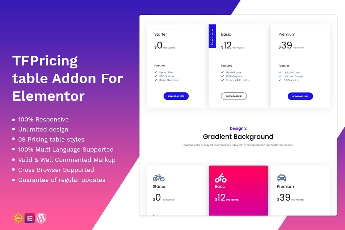 Pricing Table addon – widget for Elementor 1.0.2