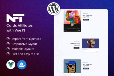 WordPress Live NFT Cards Affiliates with VueJS 2.0.0