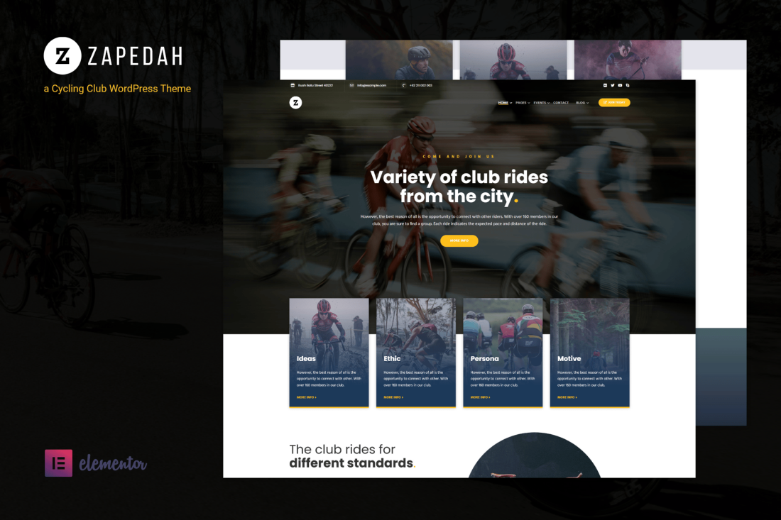 Zapedah - Cycling Club WordPress Theme 1.3