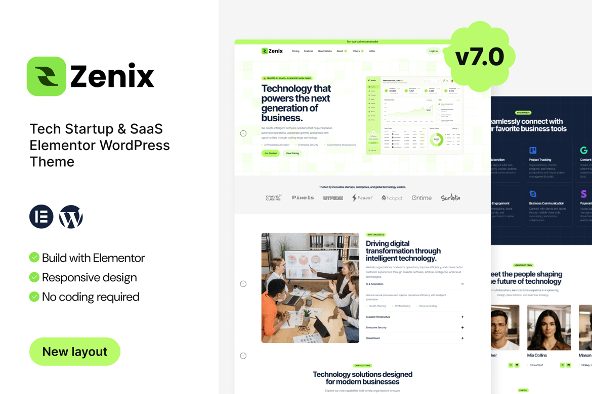 Zenix – Tech Startup & SaaS WordPress Theme 7.1