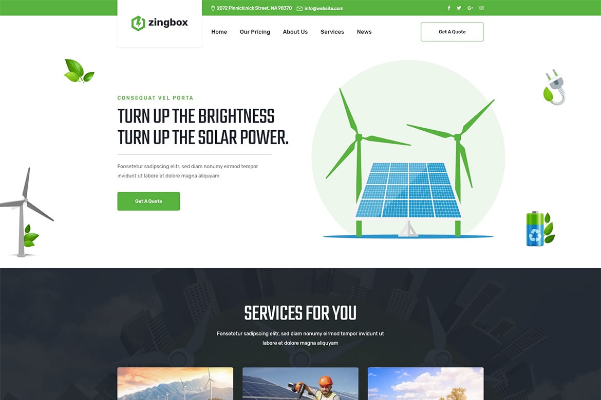 Zingbox – Wind & Solar Energy WordPress Theme 1.0.9