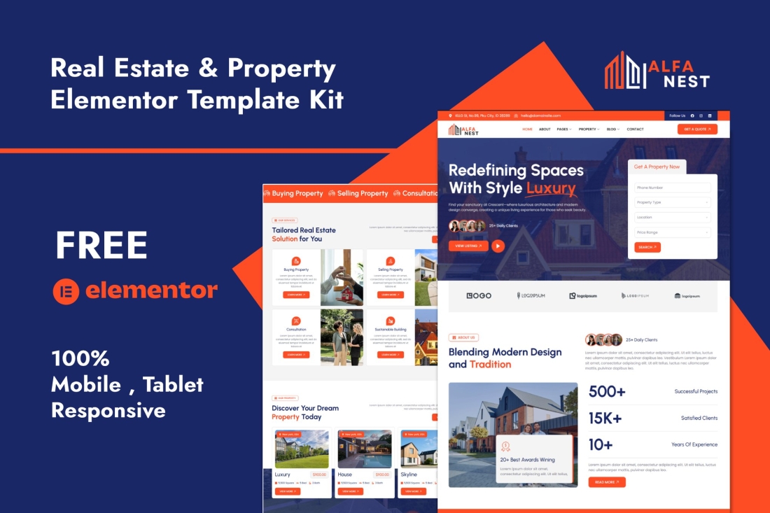 Alfanest - Real Estate & Property Elementor Template Kit