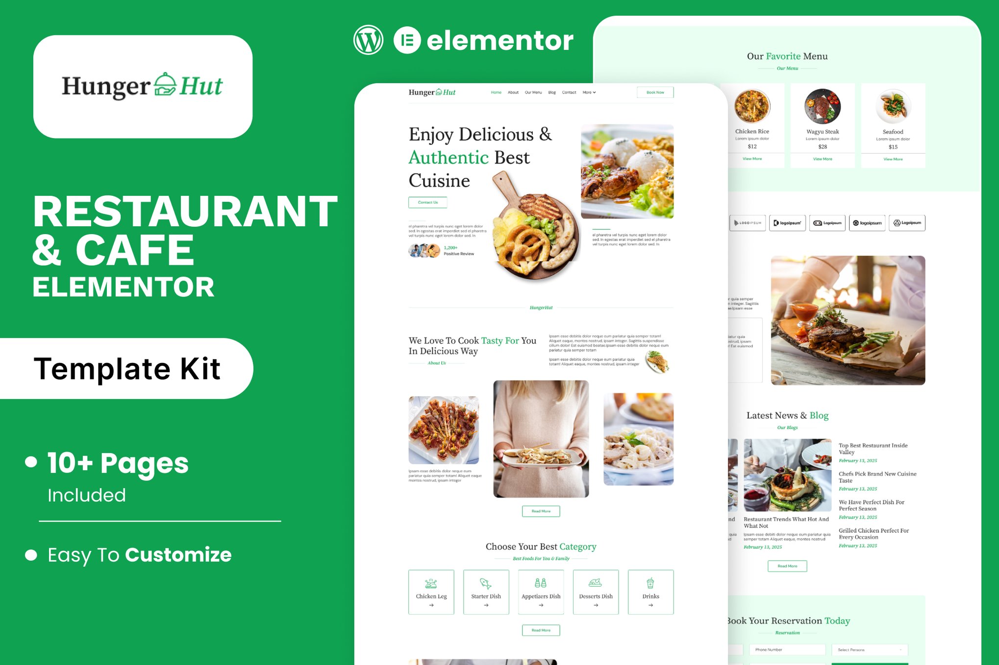 HungerHut – Restaurant & Cafe Elementor Template Kit
