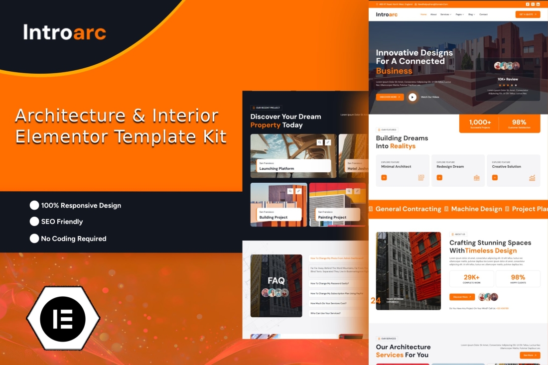 Introarc - Architecture & Interior Elementor TemplateKit