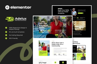 Adelux - Padel Club & Community Elementor Template Kit