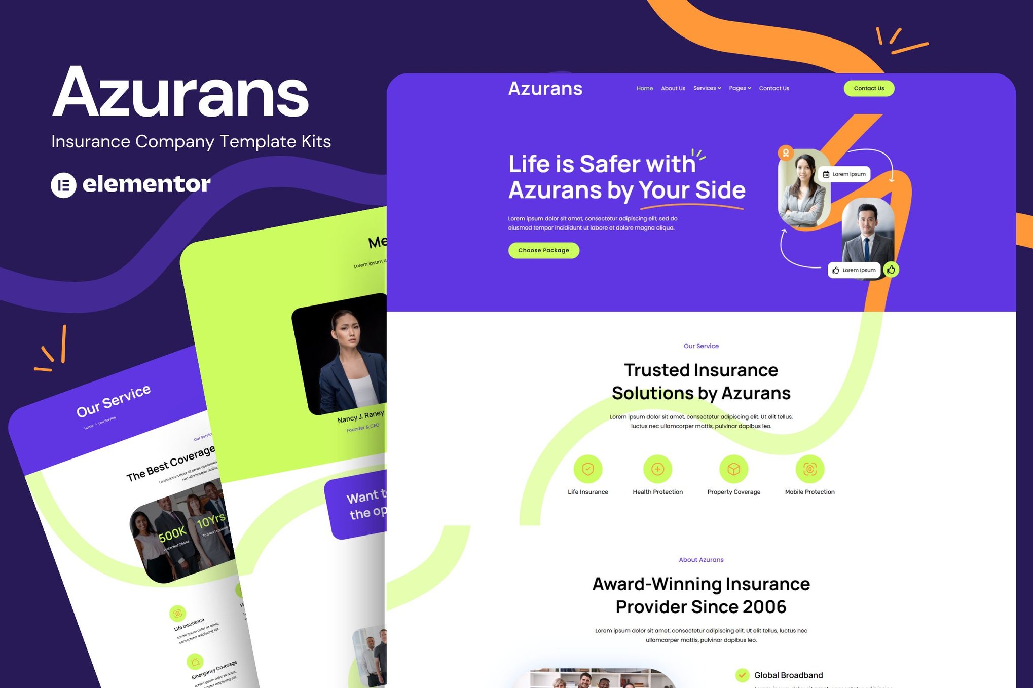 Azurans - Insurance Company Elementor Template Kit