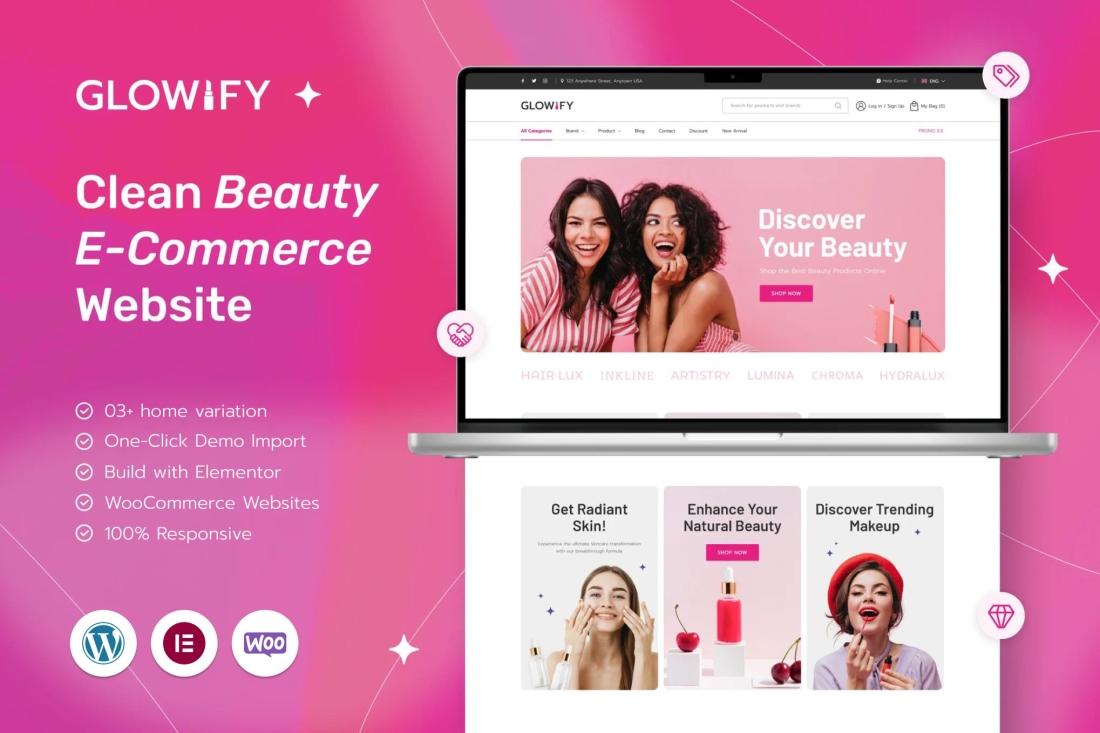 Glowify - Beauty and Cosmetics Shop WordPress Them 1.0