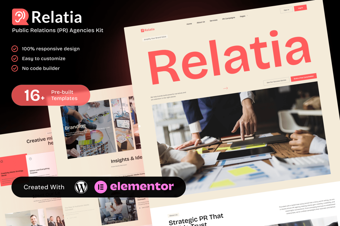 Relatia - Public Relations PR Agencies Elementor Template Kit
