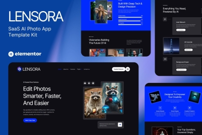 Lensora - SaaS AI Photo App Website Elementor Template Kit