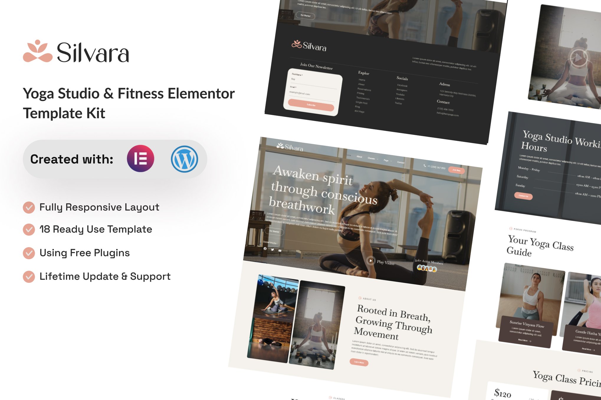 Silvara - Yoga Studio & Fitness Elementor Template Kit