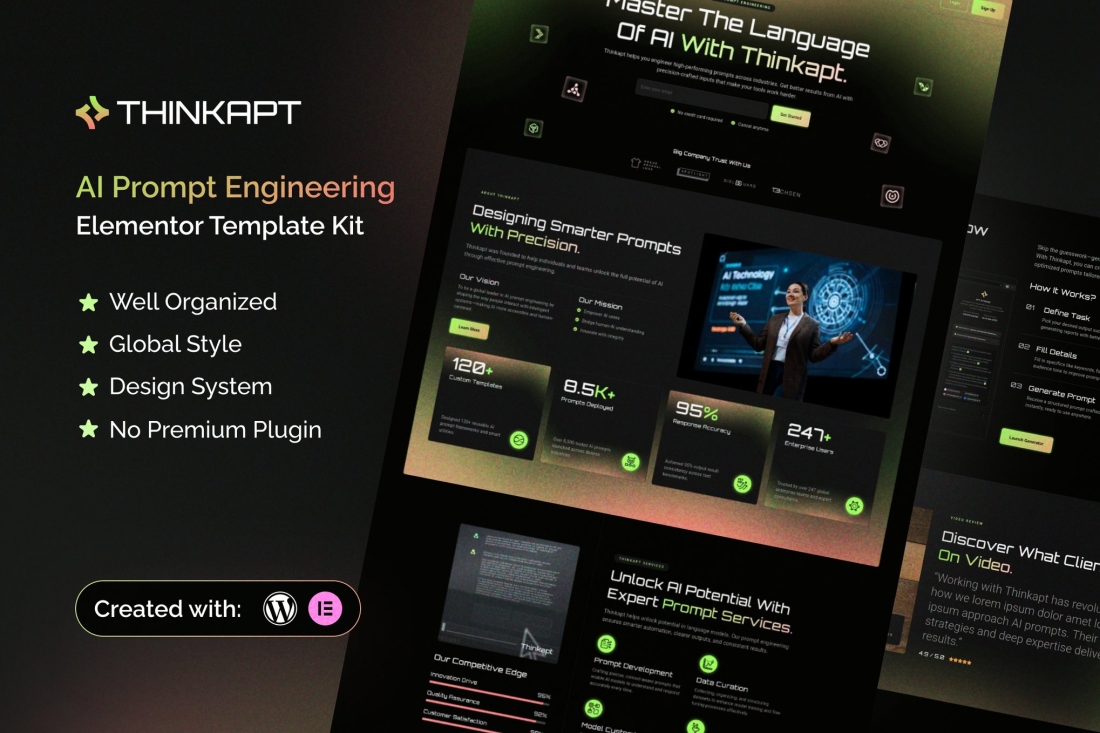 Thinkapt - AI Prompt Engineering  Elementor Template Kit