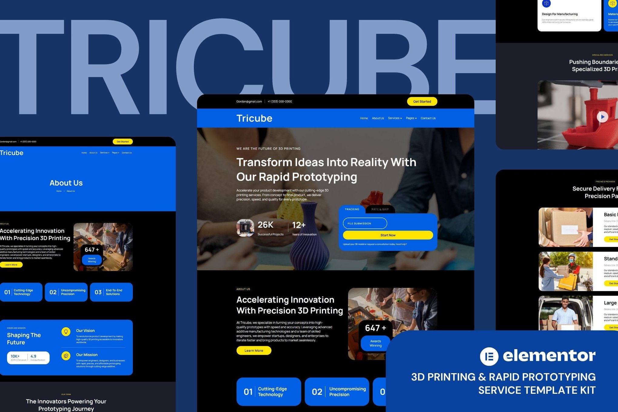 Tricube – 3D Printing & Rapid Prototyping Services Elementor Template Kits