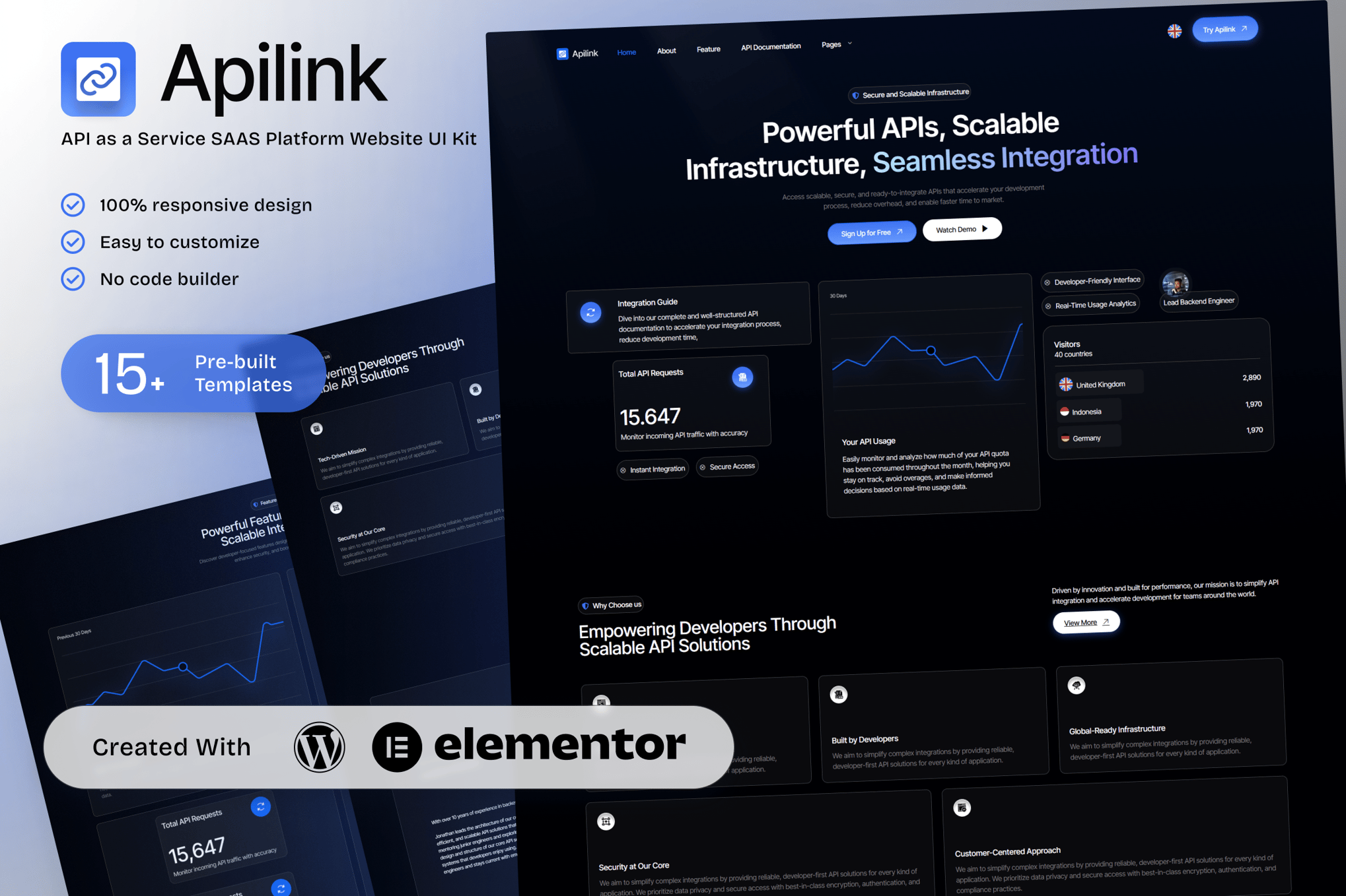 Apilink – API as a Service SAAS Platform Elementor Template Kit