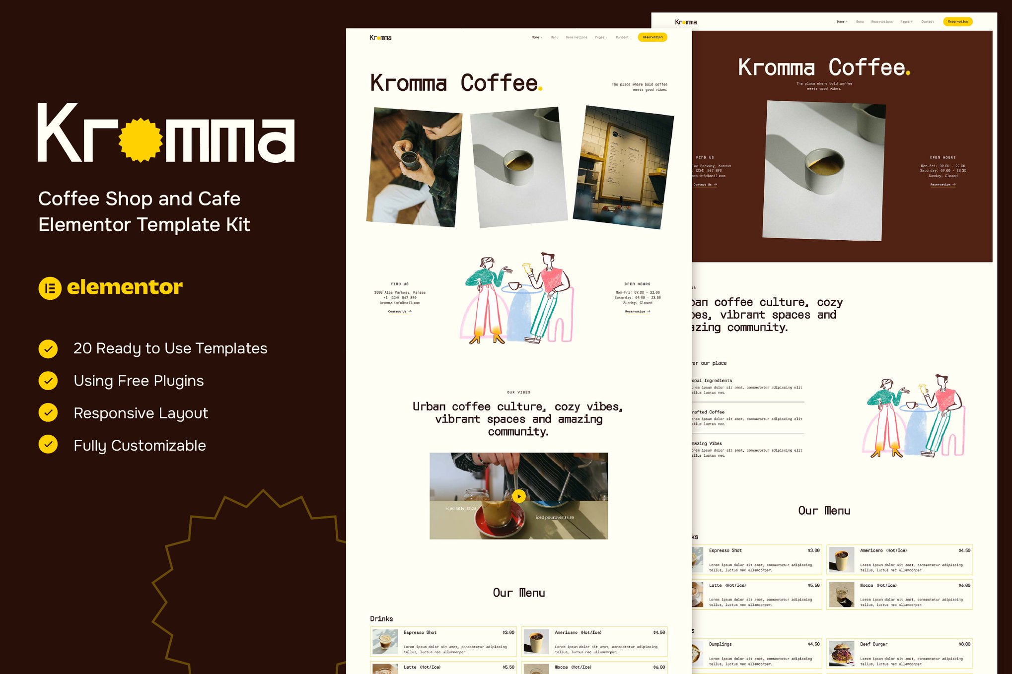 Kromma - Coffee Shop and Cafe Elementor Template Kit