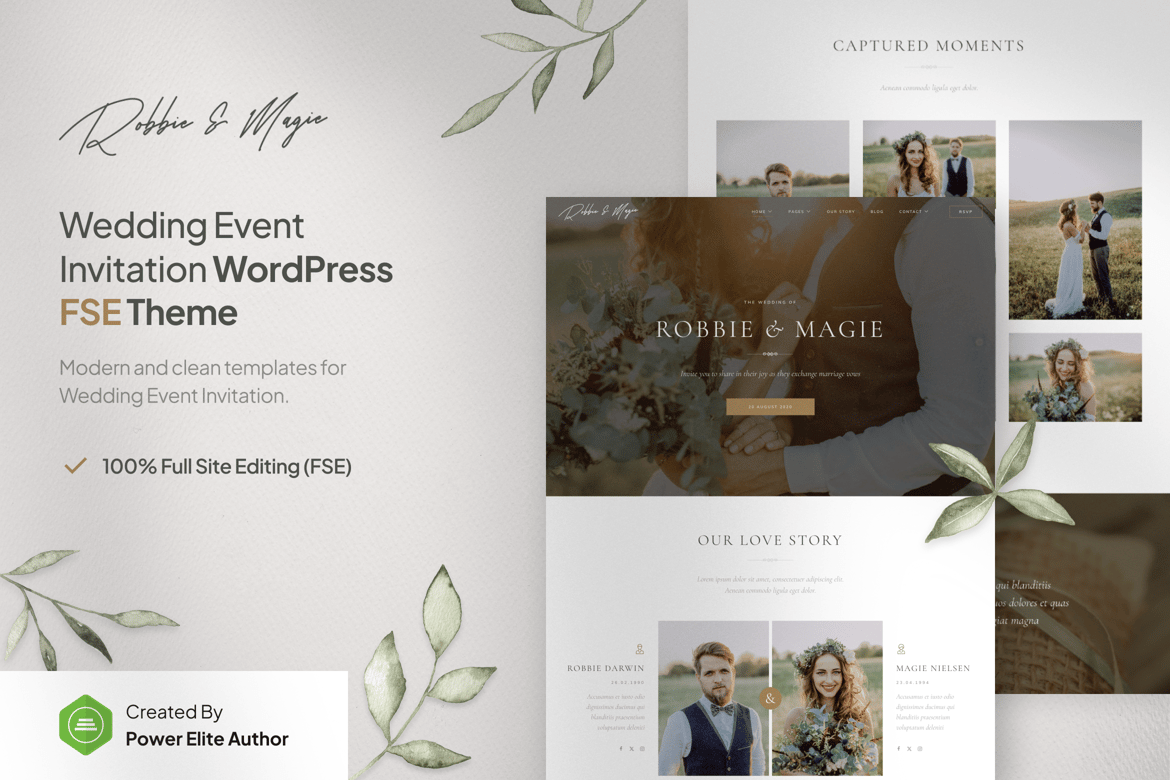 Robbie & Magie – Wedding Event Invitation WP Theme 1.0.2