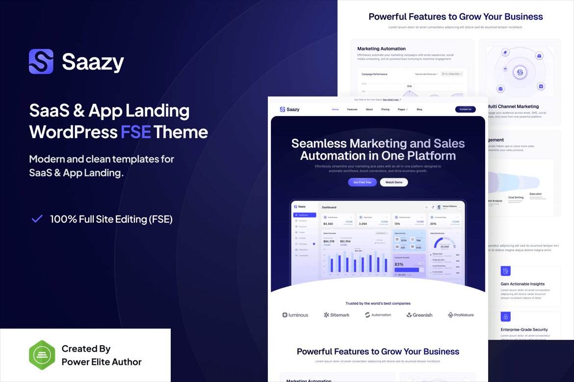 Saazy – SaaS & App Landing Page WordPress Theme 1.0.2